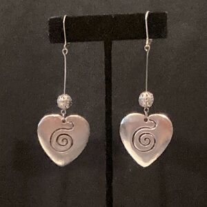 Celtic spiral silvertone heart earrings